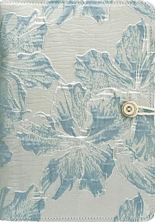 ブルーノート 詰め替え可能ジャーナル A5バインダー 6リング 罫線入りノート 罫線入り紙 刺繍生地カバー 6インチx8インチ 予算バインダー プランナーバインダー 旅行日記 女性用日記 ユリの花