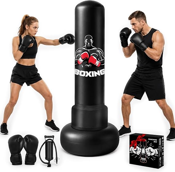 Inflatable Punching Bag 180cm Adults Boxing Bag&Boxing Gloves&Pump