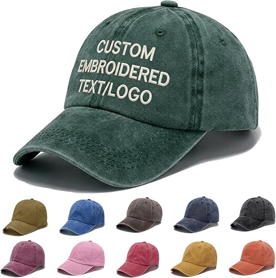 Personalised Baseball Caps with Embroidery Name Text Logo, Baseball Caps for Mens with Adjustable Buckle,Personalised Caps for Adults,Custom Embroidery Hats
