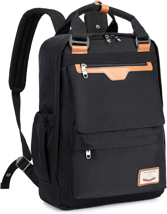Myhozee Womens School Backpack, Casual Rucksack Handbag School Bag for Teenager Girls, Water-Resistant Laptop Backpacks 15.6 inch Daypack for Mens Ladies Travel/Work/College，Black