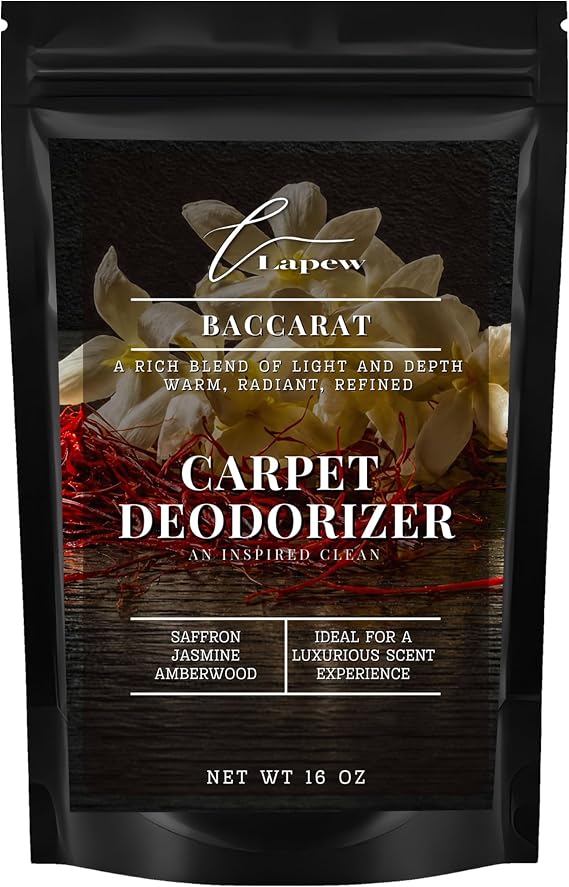 Lapew Baccarat Carpet Deodorizer Powder - Pet Safe Freshener for Vacuuming | Scented Odor Eliminator for Home | 16 oz