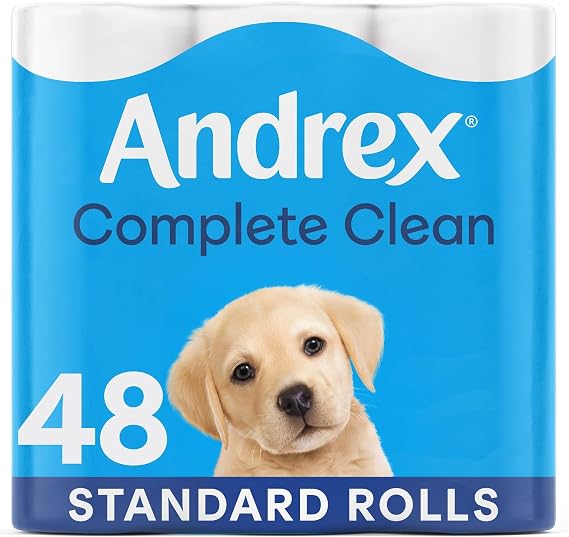 Andrex Complete Clean Toilet Roll 48 Rolls (Previously Andrex Classic Clean Toilet Tissue) Unbeatable Toilet Paper with Unique 3D Wave, FSC Certified