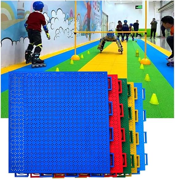 Modular Interlocking Floor Tiles 30.5 CM Roller Skating Hall Modular Interlocking Floor Tiles, DIY Colorful Puzzle Plastic Floor Mat With Drain Holes, Anti-skid And Wear-resistant