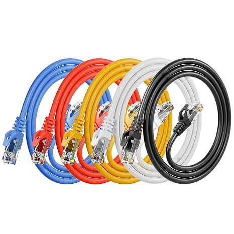 Cat6 Ethernet Cable, 5-Pack 1M/3ft in Multi-Color, Cat 6 Cable RJ45, LAN, 24AWG UTP, Network, Patch, Internet Cable (1 Meter/3 feet, 5 Pack)