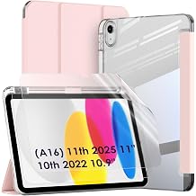 WD&CD Case Compatible with Apple IPad 11 (A16) 2025 11" / Ipad 10 2022 10.9", Ultra Slim Leather Acrylic Hard shell Cover with Stand Function and 2 Pcs Soft Clear PET Paper Ultra Film, Pink