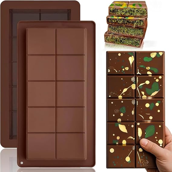 Gudstuf Deep Chocolate Bar Moulds Silicone, Set of 2, Dubai Chocolate Mould