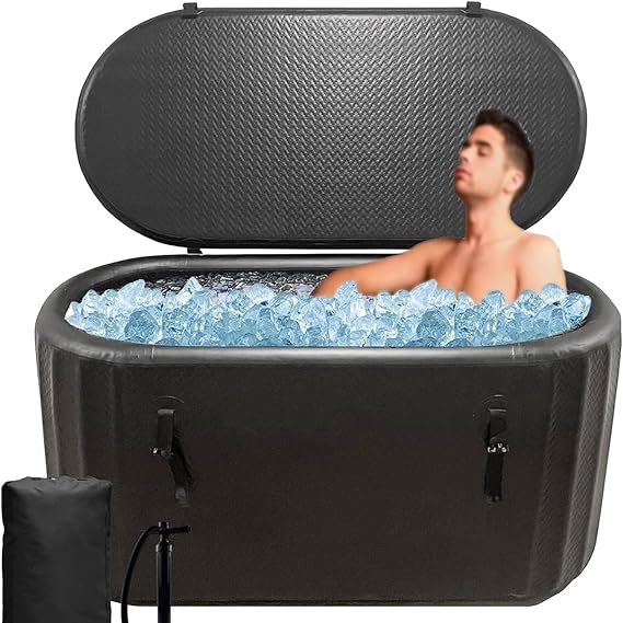 Therapy Ice Bath Tub,118-Gallon Portable Inflatable Cold Plunge Tub with Insulated Lid,Compatible with Water Chiller, Freestanding Cold Water Pod,for Cold Therapy(170)