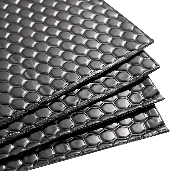 1.8 m²(20 ft²) 2mm Car Sound Deadening Self-Adhesive, 20 Sheets, 80 mil Butyl Sound Proofing, Van Insulation, Vibration Damping, 37.5 x 25 cm (Black)