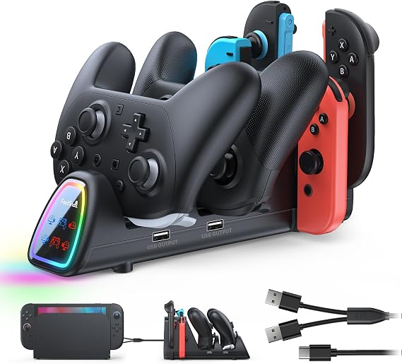 FASTSNAIL 10-in-1 Charging Dock for Nintendo Switch 2/1 for JoyCon