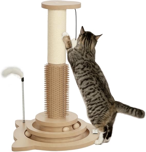 PawHut 49cm Cat Scratching Post with Interactive Track Ball for Indoors