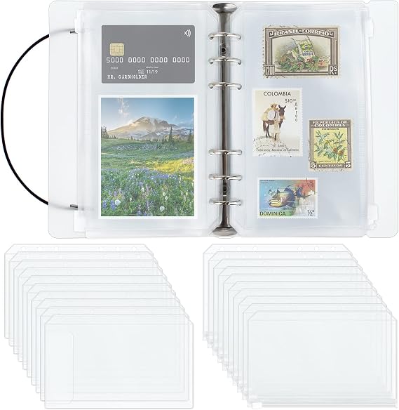 A6 Ring Binder Notebook With 20Pcs Plastic Envelopes and Pockets - 6-Ring Refill Set for Diary, Office, Home, School (18.5 * 12.5 * 3cm)