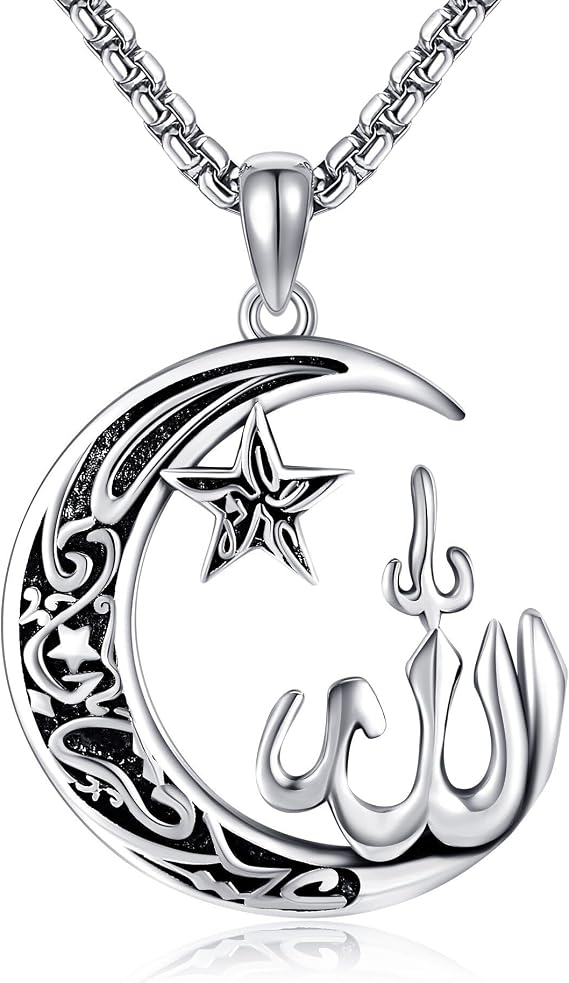 Allah Necklace 925 Sterling Silver Allah Pendant Necklace Muslim Islamic Jewellery for Men Women
