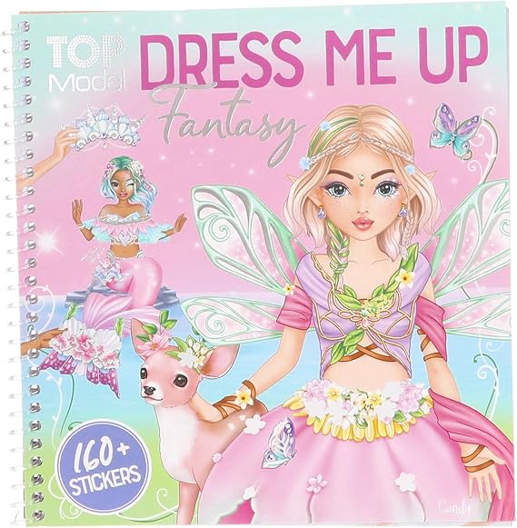 Depesche 13439 TOPModel Dress Me Up Fantasy kitabı 24 sayfa Önceden basılmış kendiniz tasarlayın, Dahil 11 sayfa çıkartma, çok renkli