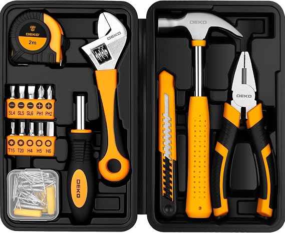 Dekopro 86個 ツールセット 家庭用 Diy ツールキット 収納ツールボックス付き 小型 コンパクト ハンドツールボックス セット 家庭用 Diy アパート オフィス 自宅 修理 オレンジ