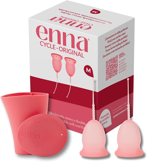 enna Cycle Original – 2 Menstrual Cups and Sterilizer Box, Size M