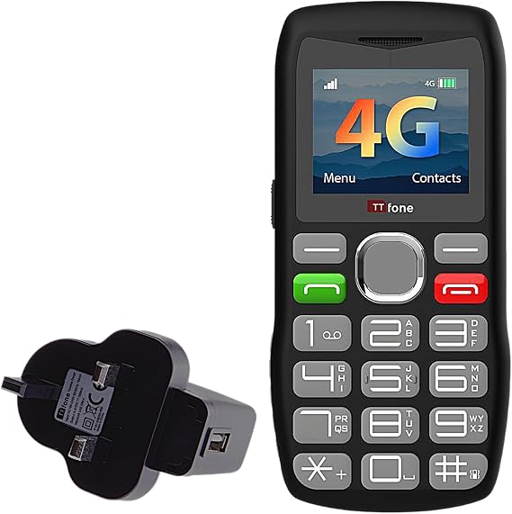 TTfone TT890 4G Senior Phone – Easy to Use Big Button Mobile Phone with Emergency Assistance Button, USB-C Charging, Bluetooth, Camera – Unlocked (with Mains Charger)