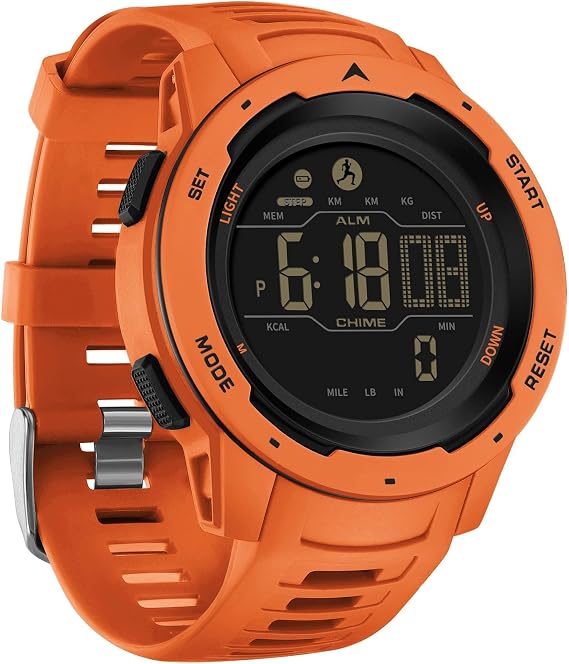 findtime Men's Digital Watch Pedometer Watch Step Counter Waterproof Sport Watches Calorie Step Tracker Military Tactical Watch with Stopwatch Alarm LED Backlight Countdown