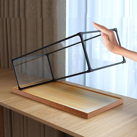 Metal Frame Clear Acrylic Boxes, Visible Alternative Glass Box for Collectibles/Crafts, Removable Plastic Display Cabinet with Wooden Base(L30xW30xH15cm/12x12x6)