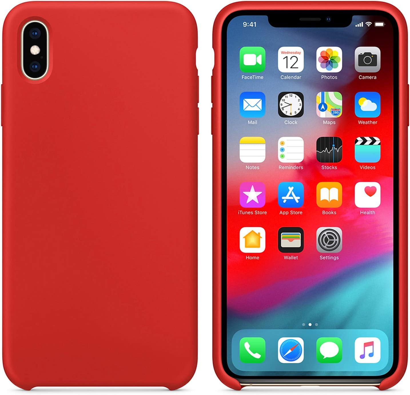 Microsonic Apple iPhone XS Max için Kılıf Liquid Lansman Silikon Kırmızı [iPhone XS Max ile Uyumlu Kılıf - Kırmızı]