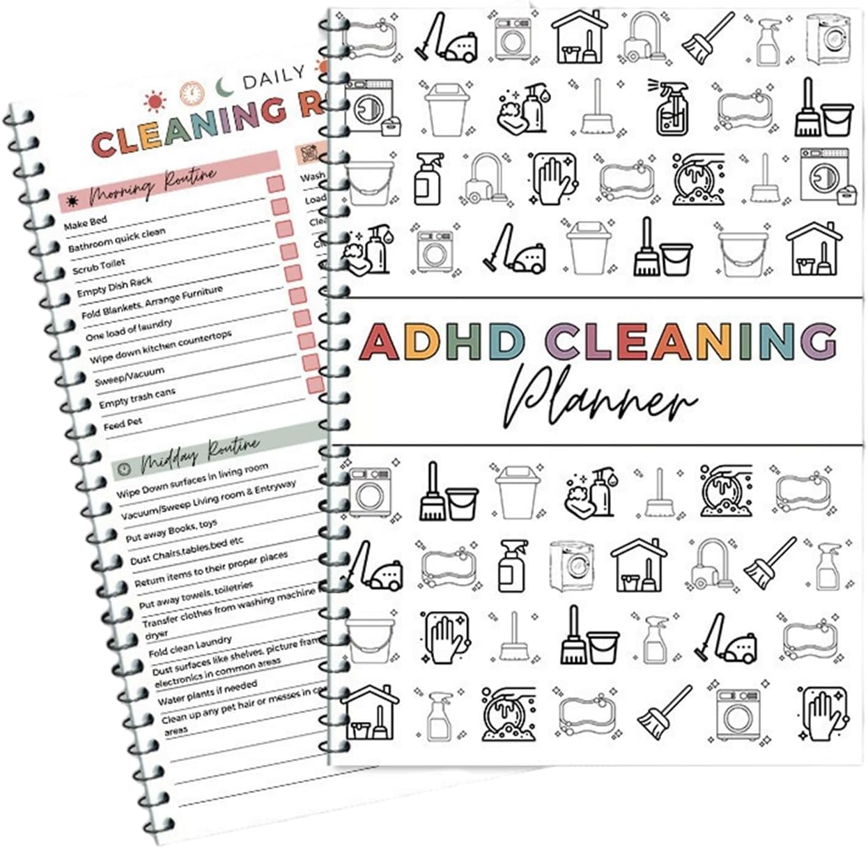ADHD Cleaning Planner, Household Cleaning Checklist Book and Schedule, Chore Chart Notebook