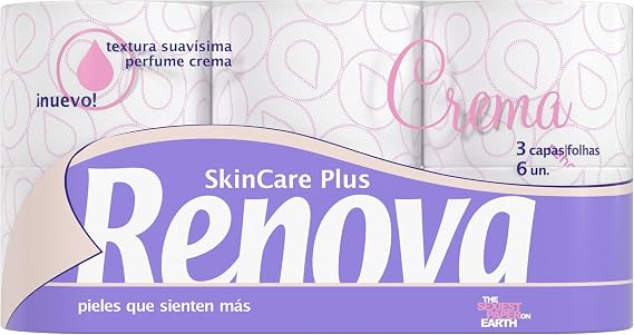 RENOVA Skin Care Plus Scented Decorated Toilet Paper, 6 Count (Pack of 1)