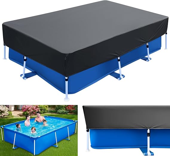 Swimming Pool Cover for Rectangular 220 x 150 cm Pools Pool Cover Rectangular Pool Tarpaulin Rectangular Summer & Winter Solar Tarpaulin Pool for Rectangular Frame Pool