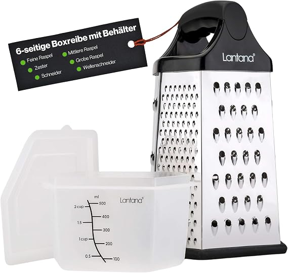 Lantana Käsereibe mit Behälter Parmesanreibe Küchenreibe Zester (6 in 1)