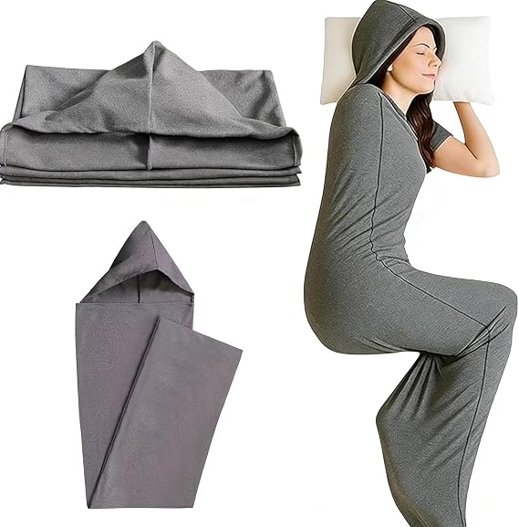 Compression Sleep Sack, Lightweight Wearable Hooded Compression Pod & Sleep Pod, Breathable Stretch Fabric, Compression Blanket for Unisex, Enhances Comfort & Relieves Stress and Anxiety