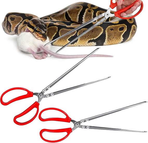 Vodolo Snake Bait Tongs 15" 2 Pack Reptile Bait Tongs Extra Large Tweezers for Cornball Python Accessories Bearded Dragon Reptile Gecko Tank Accessories Terrarium Supplies