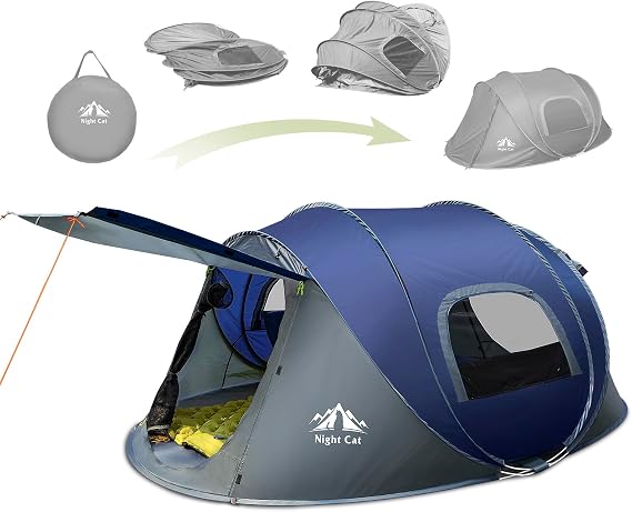 Night Cat 2 Man Pop Up Tent Waterproof Tent 2 Person Easy Assembly for Outdoor Camping Blue