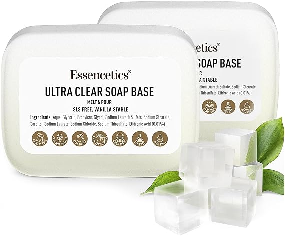 Clear Glycerin Soap Base Bulk 5lb - SLS Free, Vegan - Organic Melt and Pour Soap Base for Soaps Making - Made from Natural Glycerin - Glicerina para Hacer Jabones Artesanales Organica