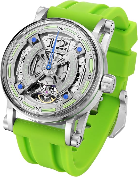 FEICE FM501 Automatic Mechanical Watch Skeleton Watch Titanium Steel 50M Waterproof Mens Wristwatch Luminous Analog Watches Silicone Strap