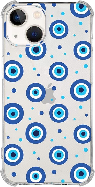 PrintiFy Apple iPhone 13 Uyumlu Nazar Boncuğu 1 Baskılı Şeffaf Köşe Korumalı Antişok Kılıf