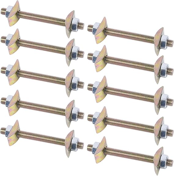 10 Set Countertop Connector Bolts, M8 x 80mm Table Top Fasteners Furniture Bolts Nuts Hardware, Carbon Steel Connecting Kit for Bed Frames, Butcher Blocks, Tables