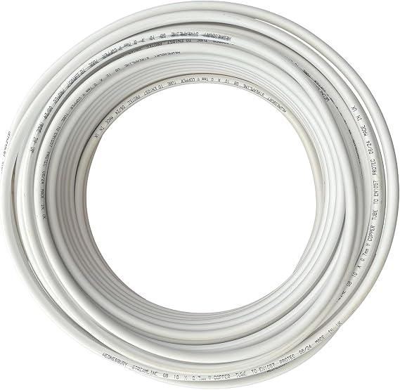 PVC Coated Oil Line 10mm Copper Pipe. Microbore Copper Coil for Oil Fired Central Heating Boilers. for Use Underground or Above Ground. (50 Metres)