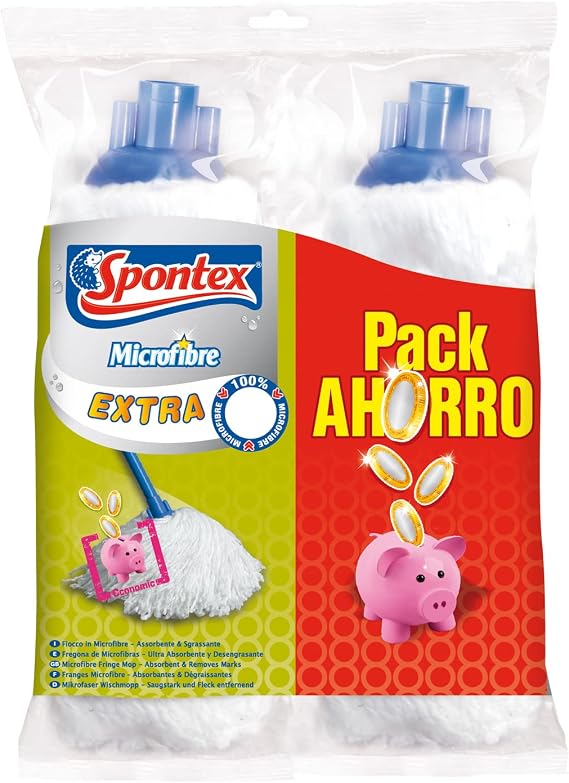 Spontex Extra X2 Microfibre Mop Pack Saver Pack 2 Units