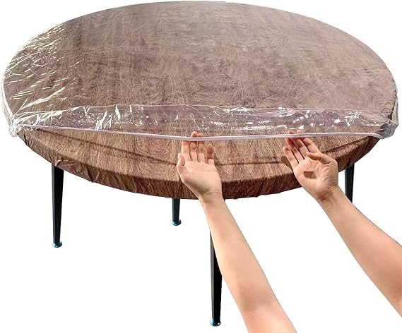 90-110CM Round Table Cloth,Round Transparent Elastic, Edged Tablecloth, Waterproof Table Cover Round Tablecloth,Vinyl Elastic Tablecloth,Transparent Elastic.