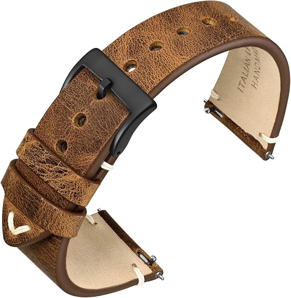 ANNEFIT Watch Strap 18 mm 19 mm 20 mm 22 mm 24 mm for Men Women Italian Vintage Leather Strap Quick Release Genuine Replacement Strap