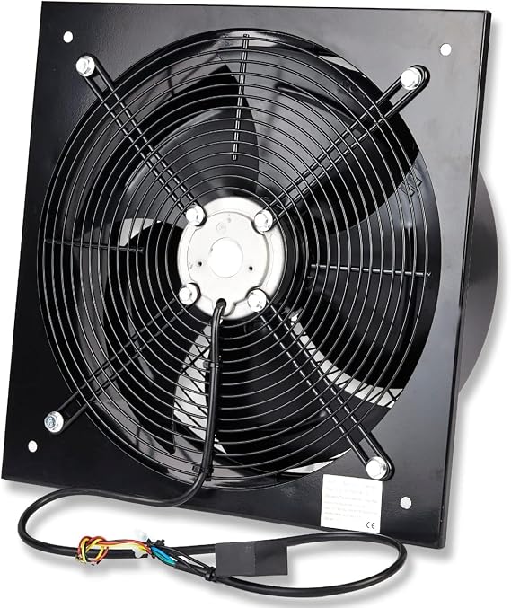 Industrial Extractor Axial Exhaust Ventilation Commercial Air Blower Fan 350mm / 14" (4 Pole) 4650m3/h [Energy Class A++] Black (Heavy Duty Metal Without Speed Control Regulator) [Energy Class A++]