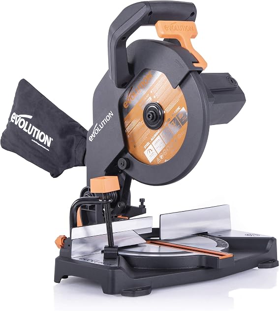 Evolution Power Tools R210CMS kompozit testere, çok amaçlı testere, açılı 45°, 45° gönye, 1200 W, (230 V)
