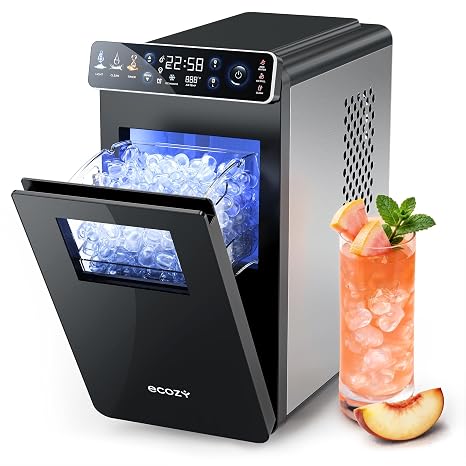 ecozy Ice Maker Machine Countertop, 24H Timer, Full-Color Pane, Small Size