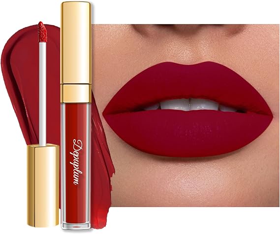 Depuplum Dark Red Lipstick Matte for Women Colorstay Long Lasting Lipsticks