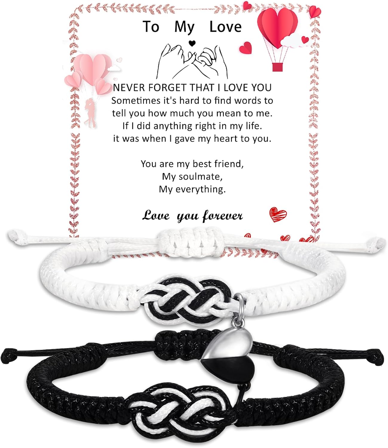 Valentines Day Gifts for Her - Matching Bracelets Adjustable Rope Bracelets for Couples Bracelet Christmas Anniversary Valentines Gifts for Him HerBoyfriend Girlfriend Lovers Husband Wife