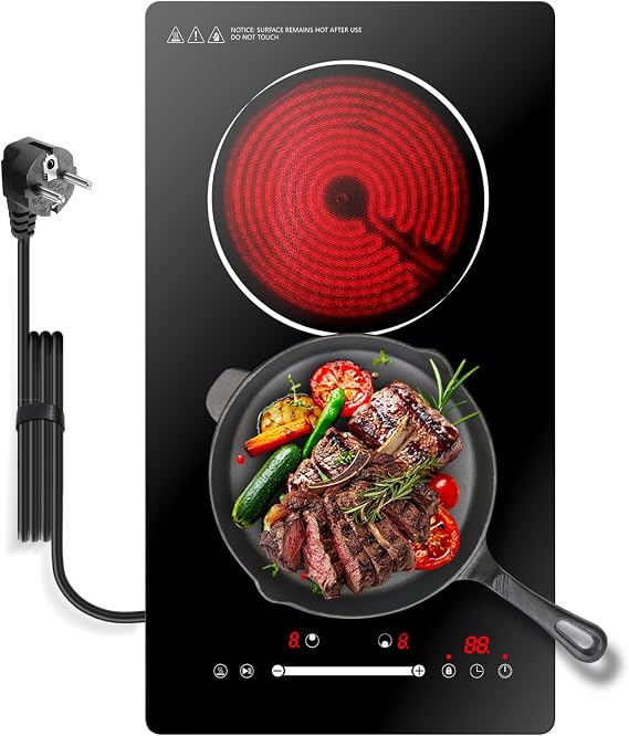 Ceramic Hob 2 Zone 3000W Built-in Countertop Slider Control