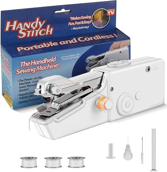 Handheld Sewing Machine, Mini Sewing Machine with Sewing Accessories, Electric Sewing Machine, Stitch Tool for Fabric Quick Repairing for DIY, Clothes, Denim, Curtains, Leather