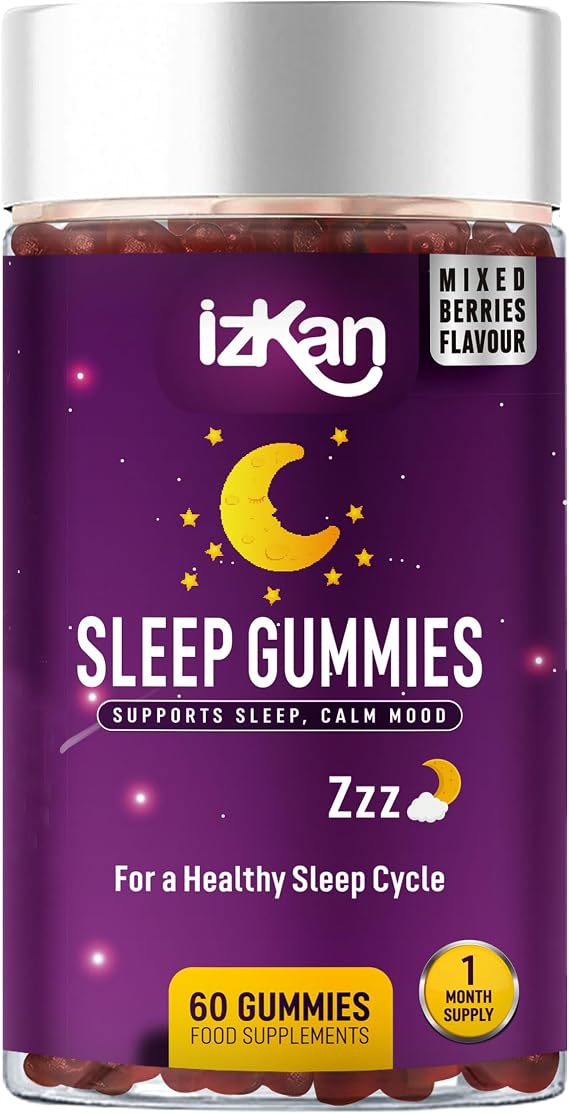 Sleep Gummies for Adults with Magnesium, L-Theanine, Passionflower Extract, Glycine, Chewable Sleep Supplement |Night Time| |Sleep Routine | Vegan 60 Gummies |Berries Flavour| (1)