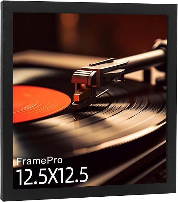 FramePro 12" Vinyl Record Wall Mount Album Cover Display Frame with Real Glass without Vinyl Record