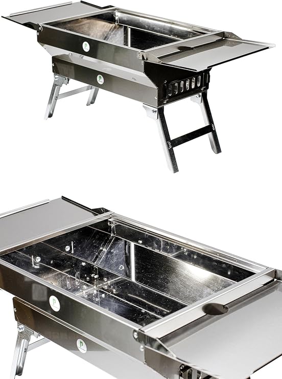 pratikoutdoor Katlanır Krom Mangal, Katlanır Kapaklı Ve Ayaklı Mangal 30 Cm x 40 Cm