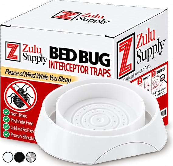 Bed Bug Interceptor Traps, 8 Pack, White, Eco-Friendly, No Pesticides or Powders Needed, Durable Material, Easy to Use, Bedbug Interceptors, Killer, Catcher, Detector and Monitoring Device