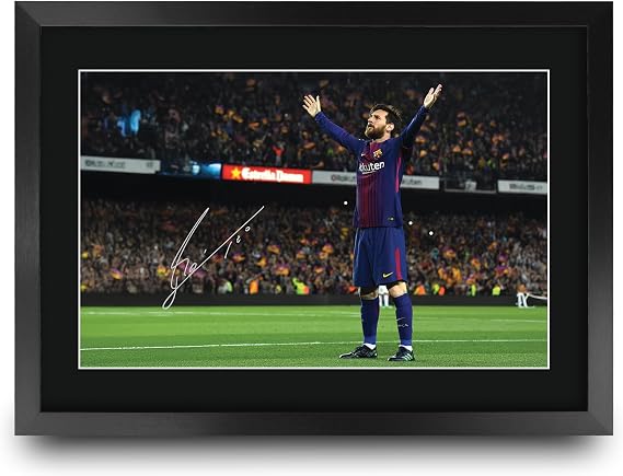 HWC Trading Lionel Messi Gifts Printed Signed Autograph Picture for Football Fans and Supporters (ID-000002) - A3 Framed
